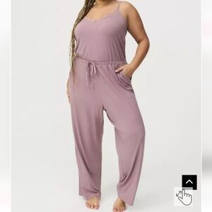 🆕️ SUPER SOFT RIBBED LOUNGE JUMPSUIT / PJ'S WITH LACE - ICED LILAC